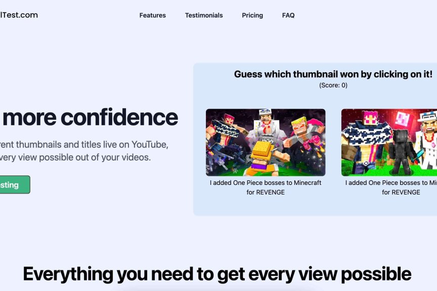 YouTube封面图 A/B测试工具每月可赚取10000美元